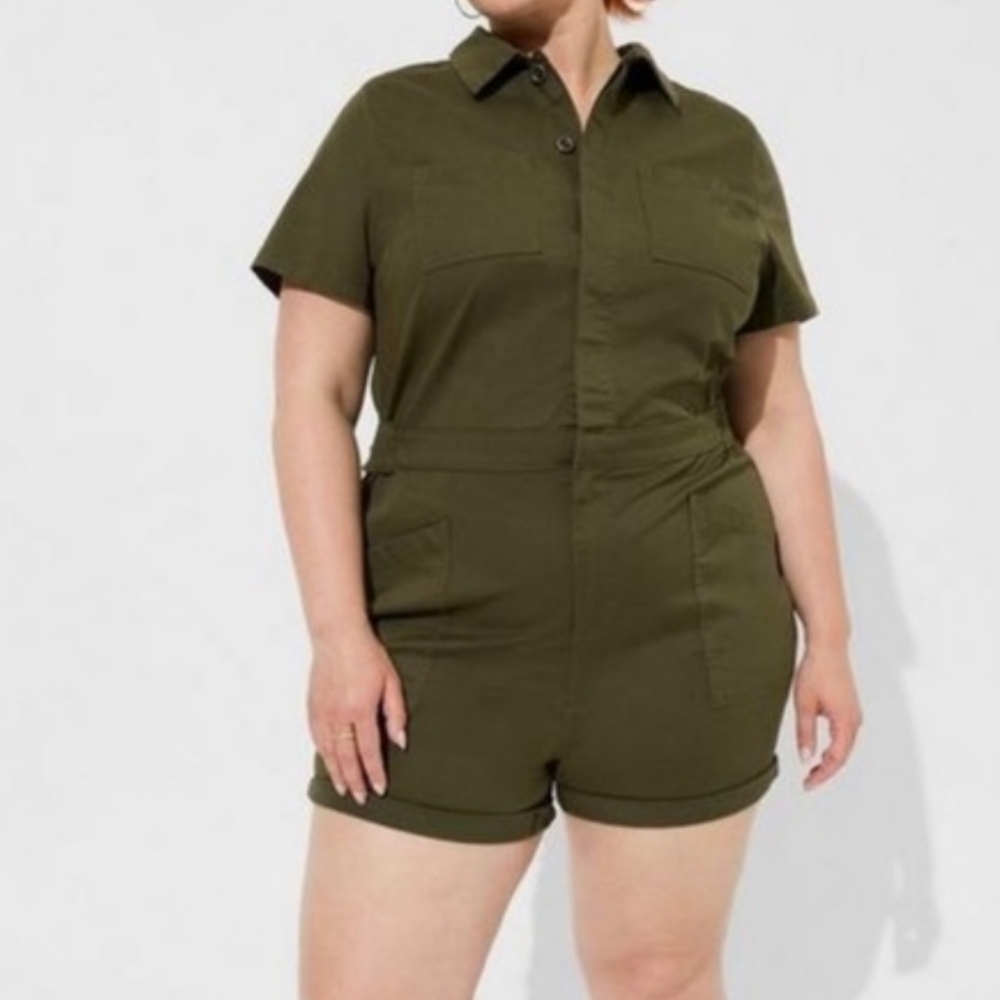 Torrid Olive Green Utility Romper